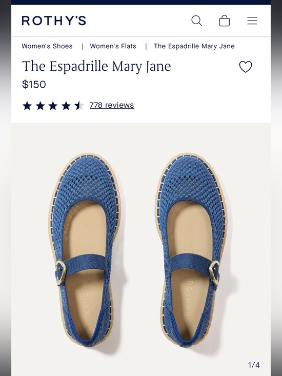 Rothy's Shoes - Rothy's The Espadrille Mary Jane - Blue